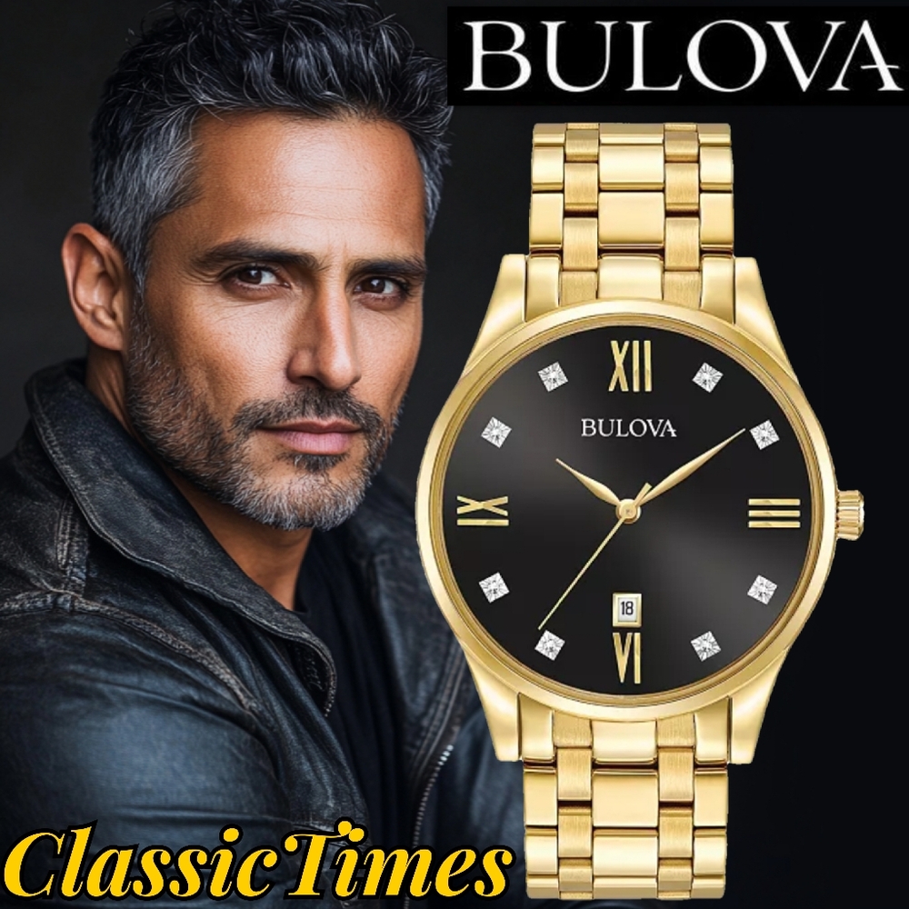 **BRAND NEW** Men's Dress Diamond Accent Gold-Tone Watch
